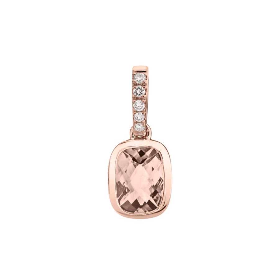 Jewelry Josephs Jewelers Home | 14K Rose Gold Morganite And Diamond Pendant - Josephs Jewelers Pink