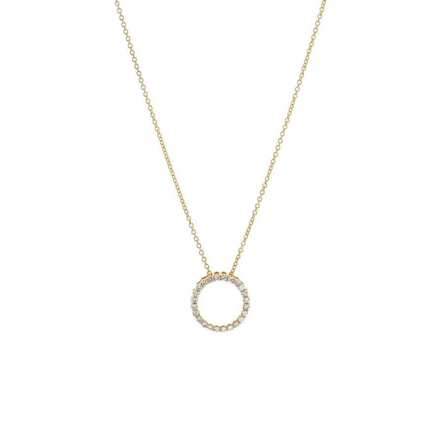 Jewelry Josephs Jewelers Home | 14K Yellow Gold Diamond Circle Pendant With Chain - Josephs Jewelers White