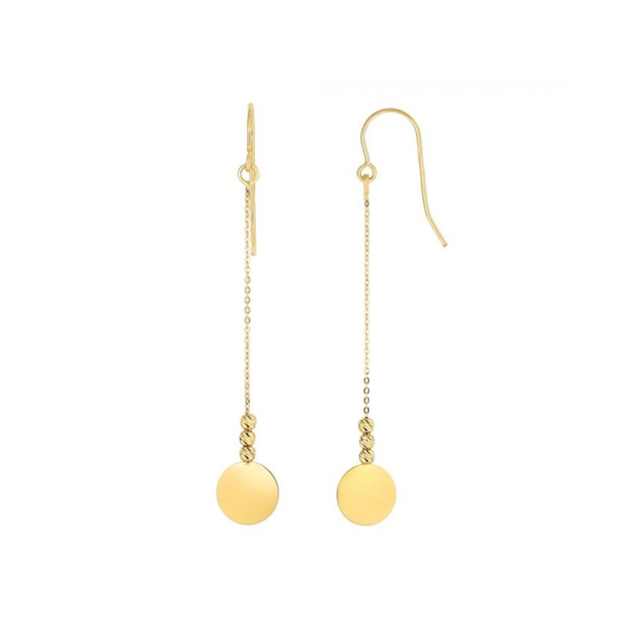 Jewelry Josephs Jewelers Home | 14K Yellow Gold Disc And Bead Drop Earrings