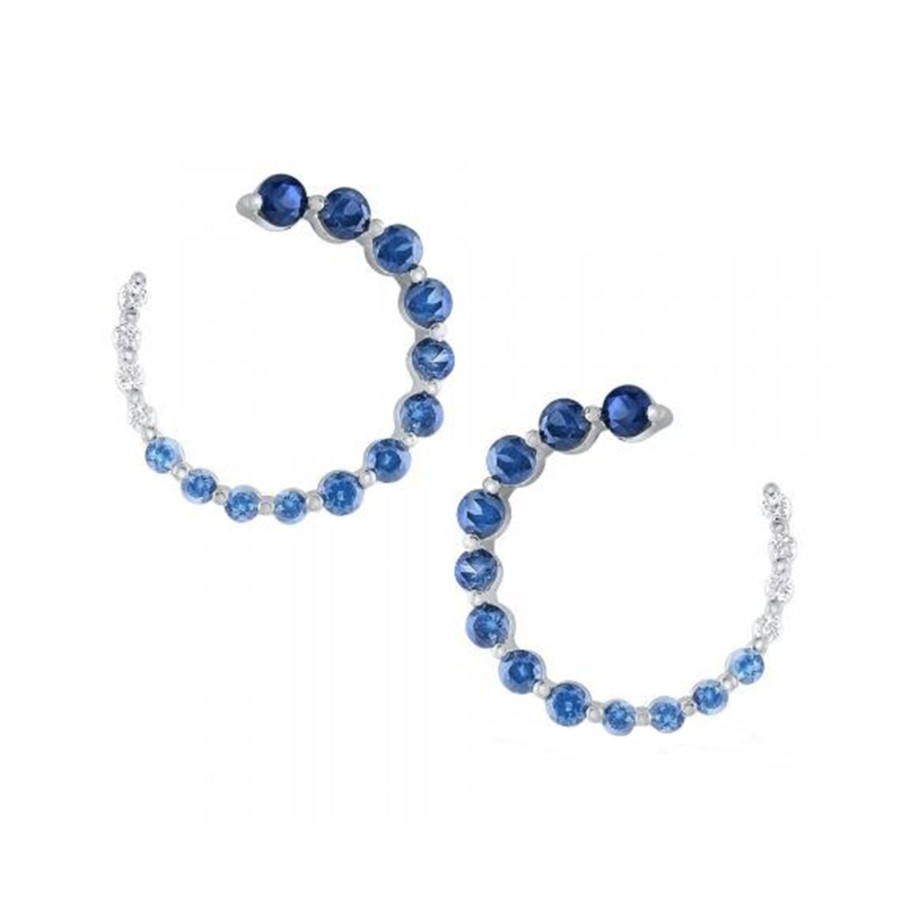 Jewelry Josephs Jewelers Home | 14K White Gold Ombre Sapphire And Diamond Earrings Blue