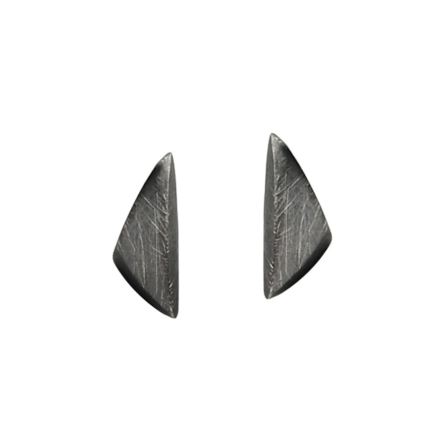 Jewelry Josephs Jewelers Home | Oxidized Sterling Silver Triangle Stud Earrings - Josephs Jewelers Black