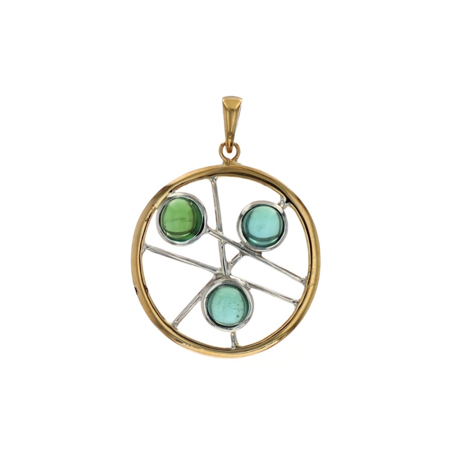 Jewelry Josephs Jewelers Home | 14K Two-Tone Cabochon Tourmaline Pendant - Josephs Jewelers Multi