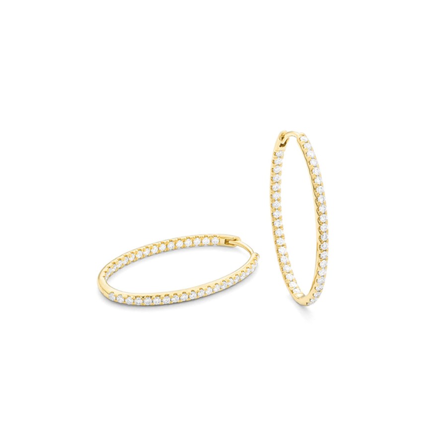 Jewelry Josephs Jewelers Home | 14K Yellow Gold 0.90 Carat Diamond Oval Hoop Earrings