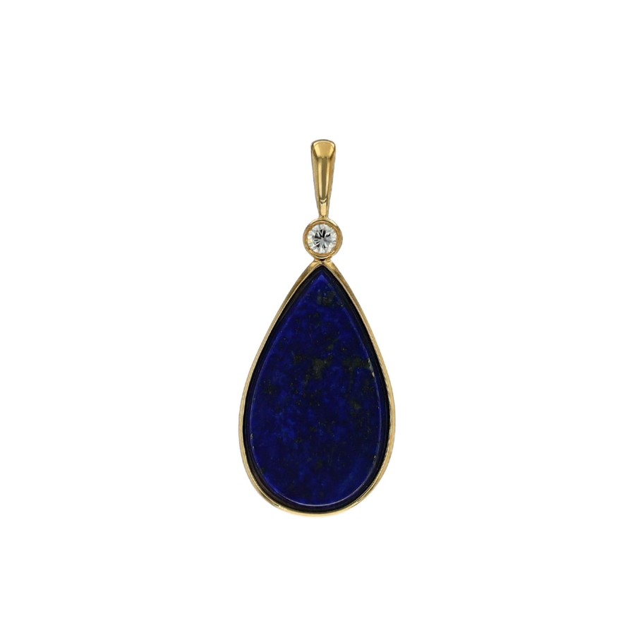 Jewelry Josephs Jewelers Home | 14K Yellow Gold Lapis And Diamond Pendant - Josephs Jewelers Blue