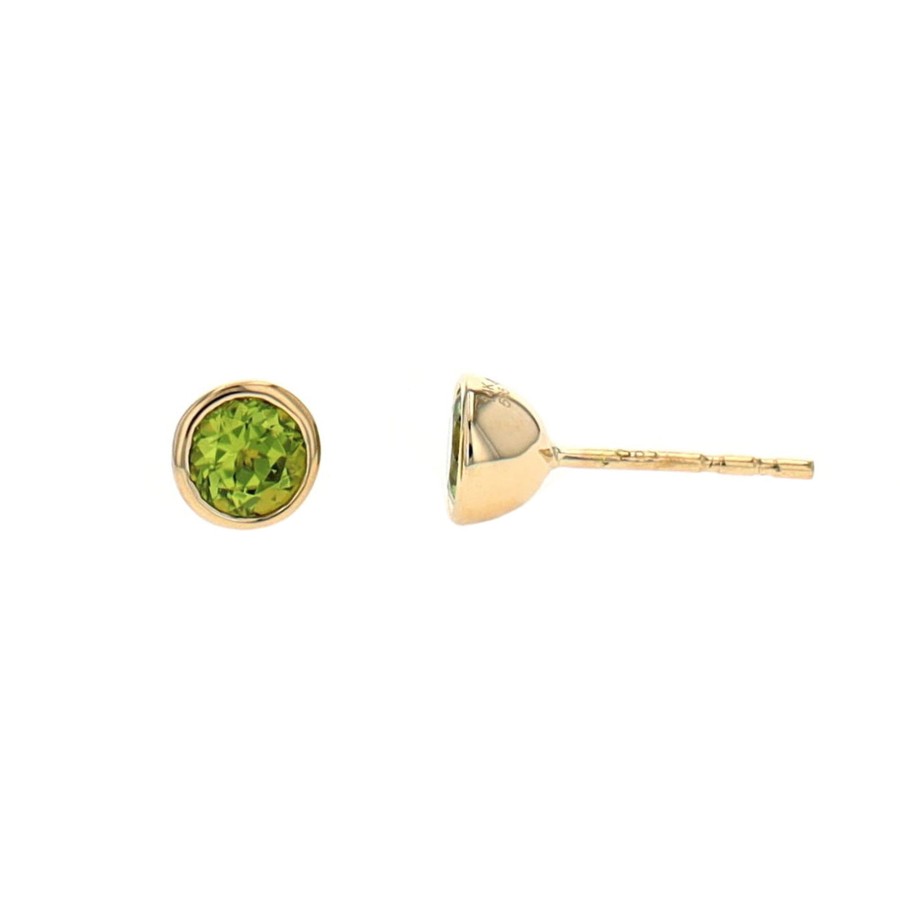 Jewelry Josephs Jewelers Home | 14K Yellow Gold Peridot Bezel Earrings Green