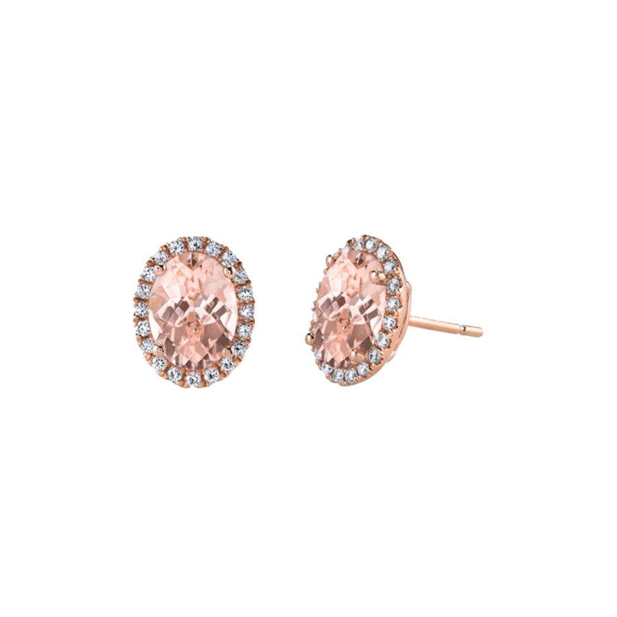 Jewelry Josephs Jewelers Home | 14K Rose Gold Morganite And Diamond Stud Earrings - Josephs Jewelers Pink