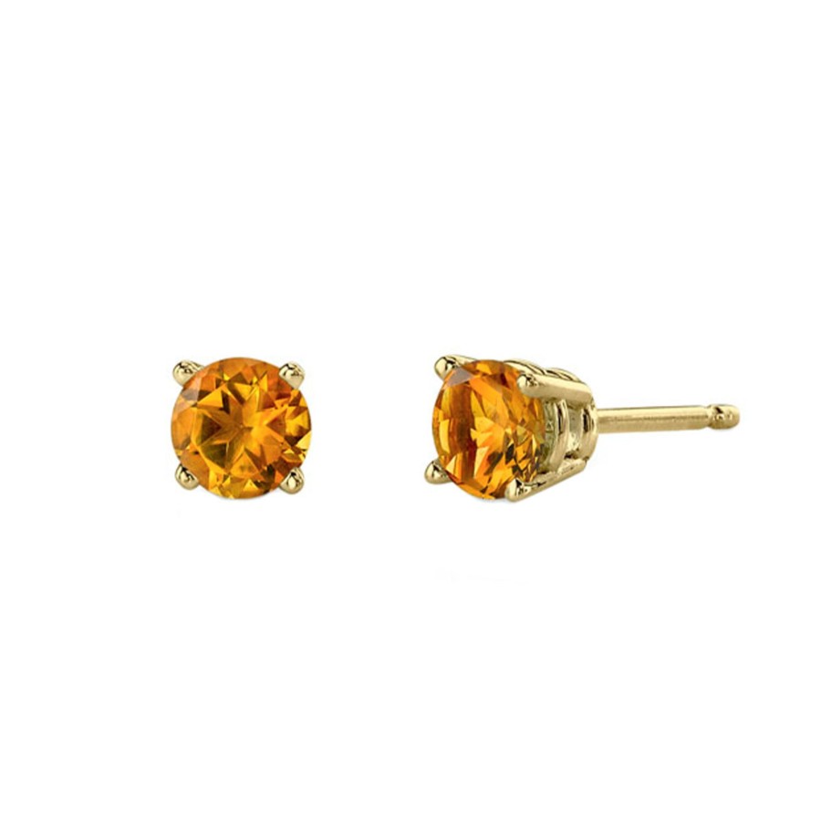 Jewelry Josephs Jewelers Home | 14K Yellow Gold Citrine Stud Earrings Orange