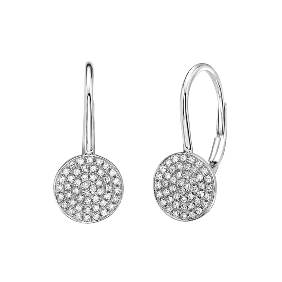 Jewelry Josephs Jewelers Home | 14K Gold Pave Diamond Circle Earrings White