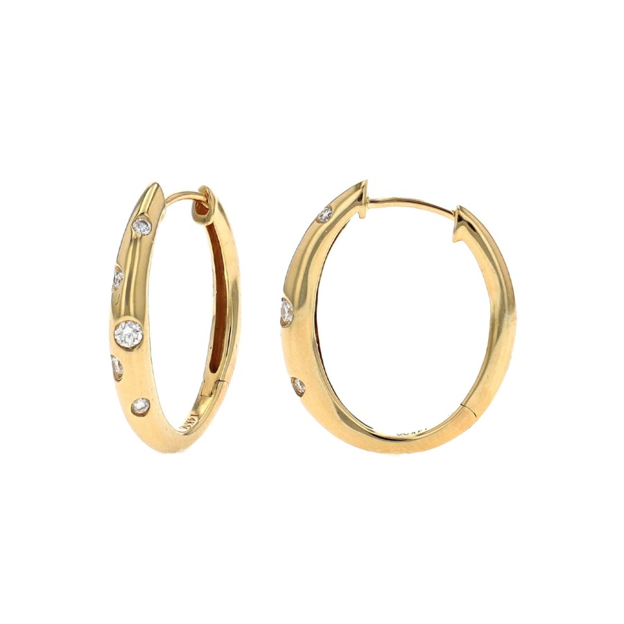 Jewelry Josephs Jewelers Home | 14K Yellow Gold Flush Diamond Hoop Earrings - Josephs Jewelers