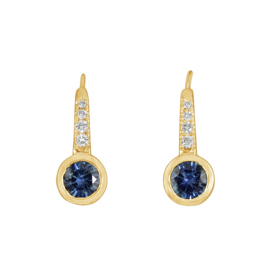 Jewelry Josephs Jewelers Home | 14K Yellow Gold Montana Sapphire And Diamond Earrings - Josephs Jewelers Blue