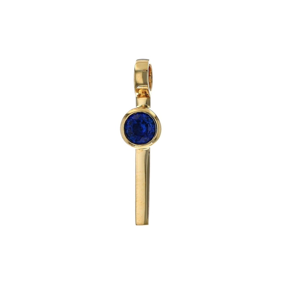 Jewelry Josephs Jewelers Home | 14K Yellow Gold Stackable Round Sapphire Pendant Blue