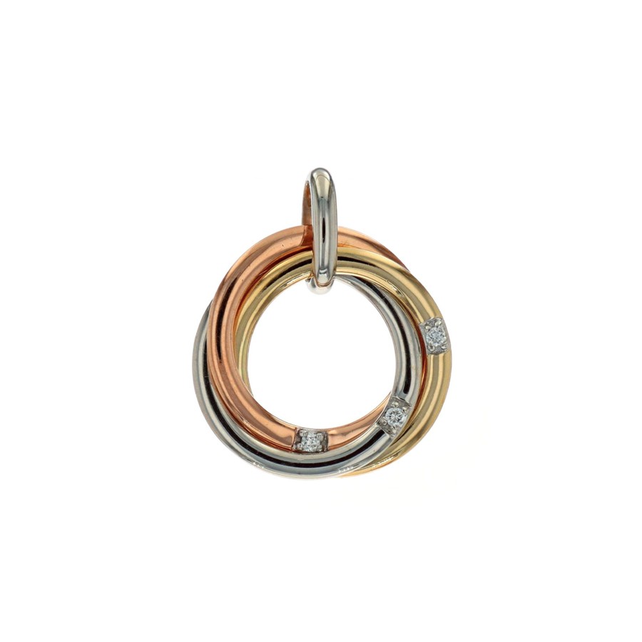 Jewelry Josephs Jewelers Home | 14K Gold Tri-Tone Circle Pendant Multi