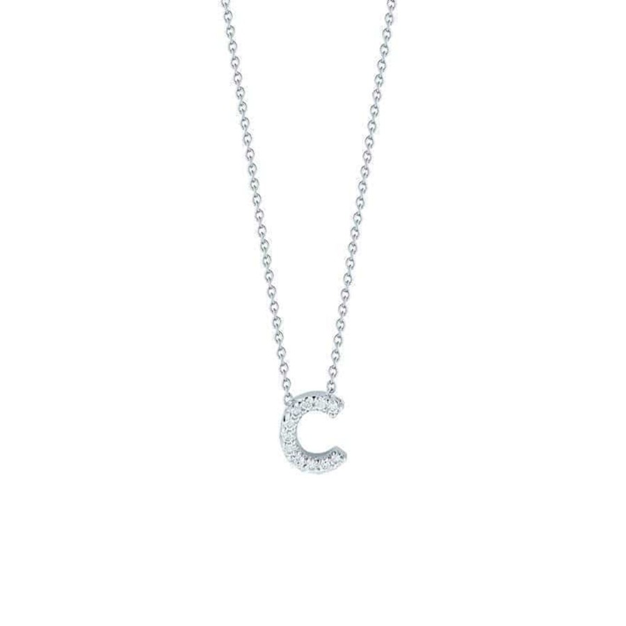 Jewelry Josephs Jewelers Home | 18K Gold Diamond "C" Necklace White