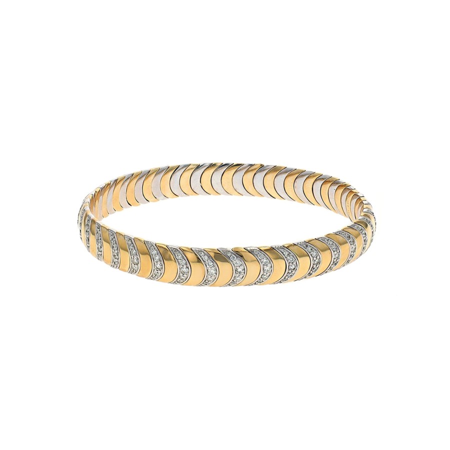 Jewelry Josephs Jewelers Home | 14K Two-Tone Diamond Stretch Bracelet - Josephs Jewelers White