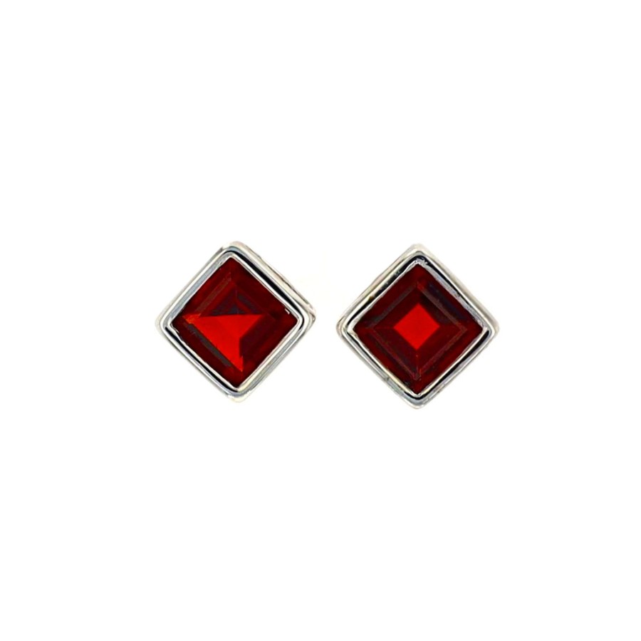 Jewelry Josephs Jewelers Home | 14K White Gold Garnet Earrings - Josephs Jewelers Red