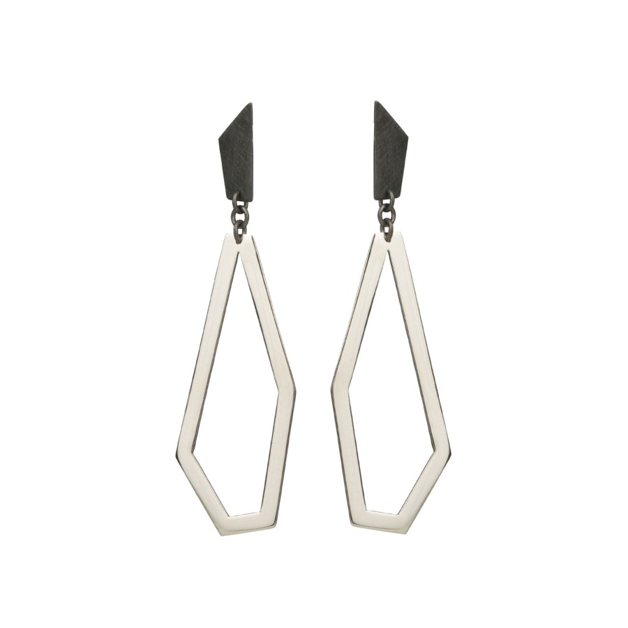 Jewelry Josephs Jewelers Home | Sterling Silver And Steel Long Geometric Earrings