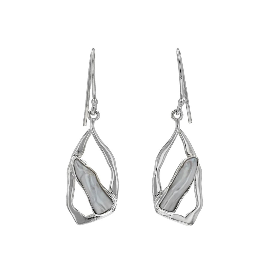 Jewelry Josephs Jewelers Home | Sterling Silver Freeform Pearl Earrings White