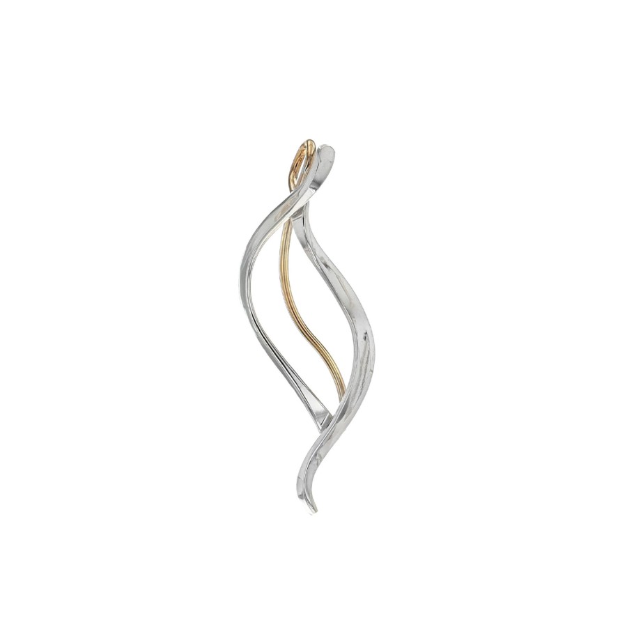 Jewelry Josephs Jewelers Home | Sterling Silver Two-Tone Curvy Drop Pendant - Josephs Jewelers