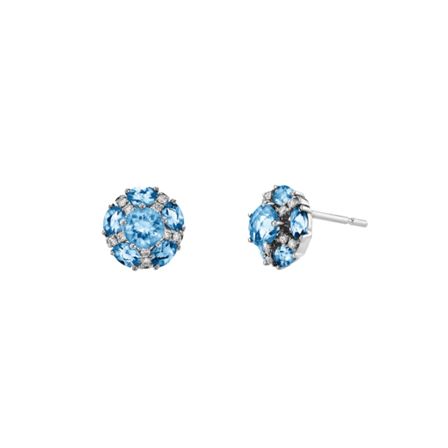 Jewelry Josephs Jewelers Home | 14K White Gold Aquamarine And Diamond Earrings - Josephs Jewelers Blue