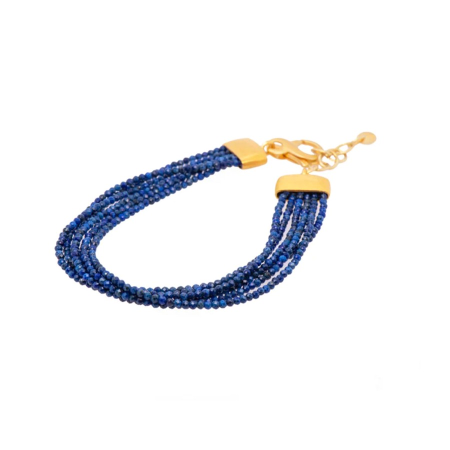 Jewelry Josephs Jewelers Home | Yellow Gold Plated Sterling Silver Lapis Bracelet - Josephs Jewelers Blue