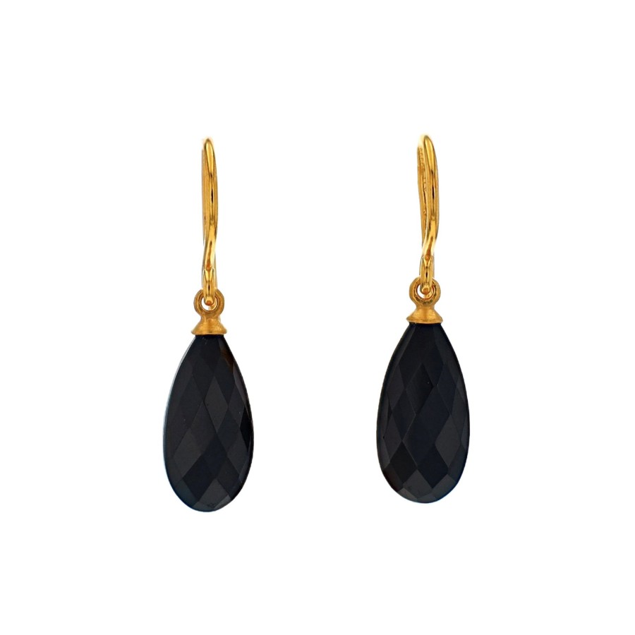 Jewelry Josephs Jewelers Home | Gold Plated Sterling Silver Spinel Dangle Earrings - Josephs Jewelers Black