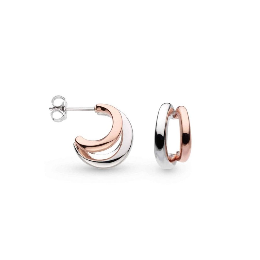 Jewelry Josephs Jewelers Home | Sterling Silver And Rose Plated Bevel Cirque Hoop Earrings