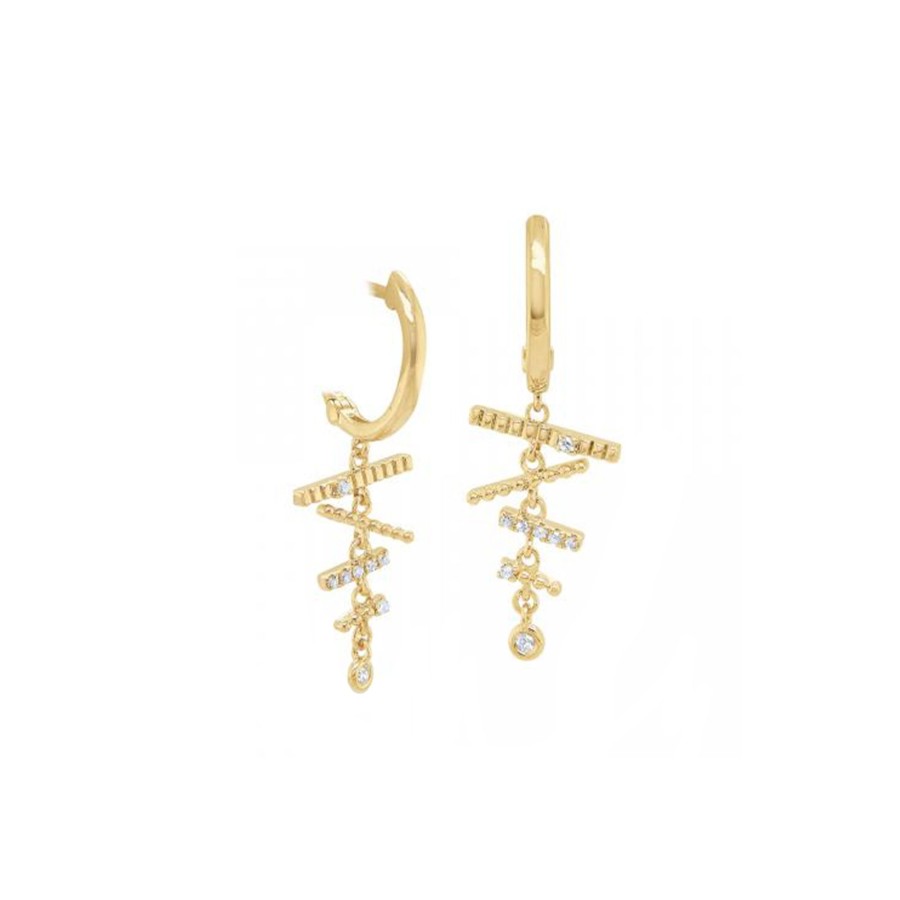 Jewelry Josephs Jewelers Home | 14K Yellow Gold Trapeze Diamond Dangle Earrings - Josephs Jewelers