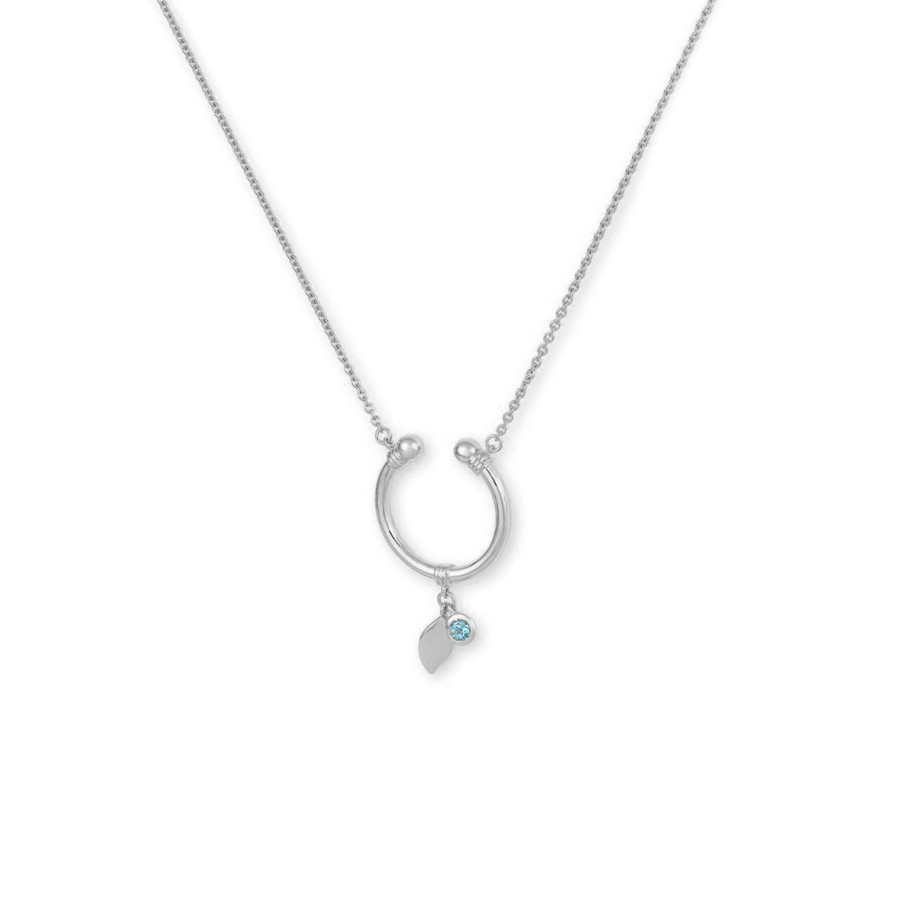 Jewelry Josephs Jewelers Home | Sterling Silver Horseshoe Topaz Necklace - Josephs Jewelers Blue