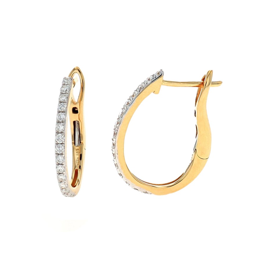 Jewelry Josephs Jewelers Home | 14K Yellow Gold Diamond U-Hoop Earrings White