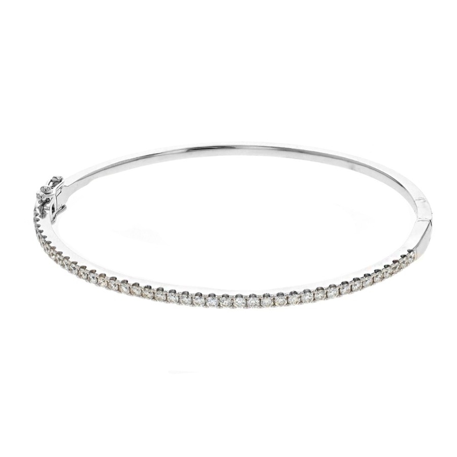 Jewelry Josephs Jewelers Home | 14K Gold Diamond Bangle Bracelet - Josephs Jewelers White