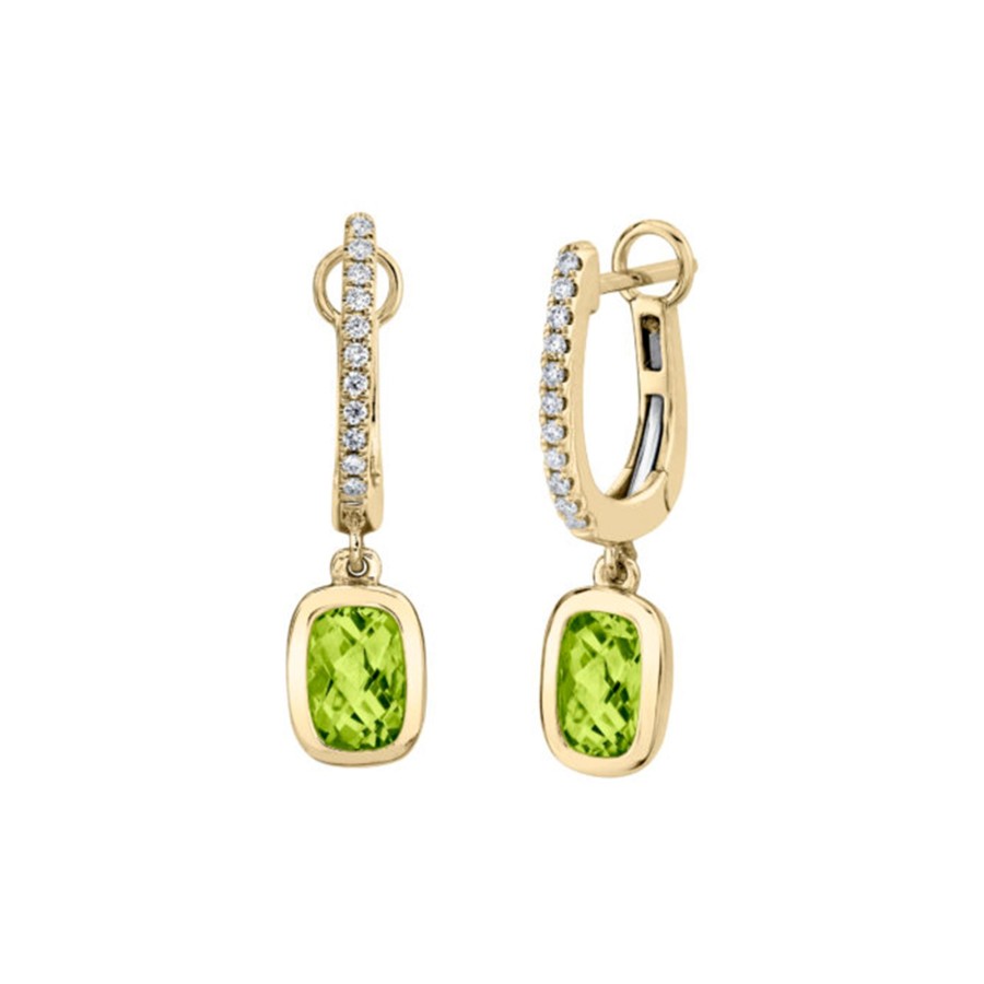 Jewelry Josephs Jewelers Home | 14K Yellow Gold Peridot And Diamond Dangle Earrings - Josephs Jewelers Green