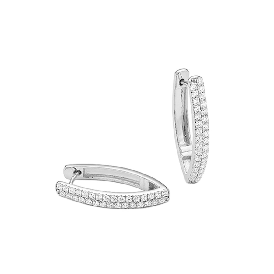 Jewelry Josephs Jewelers Home | 14K Gold Pointed Diamond Hoop Earrings White