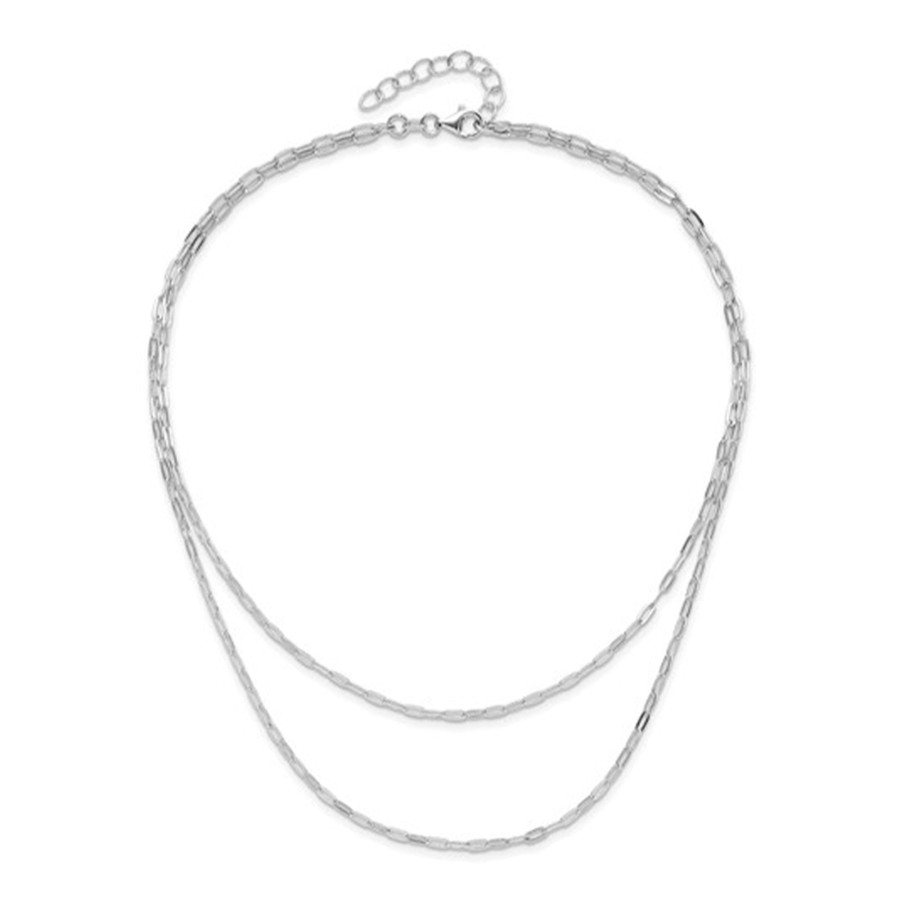 Jewelry Josephs Jewelers Home | Sterling Silver Oval Link Double Strand Necklace