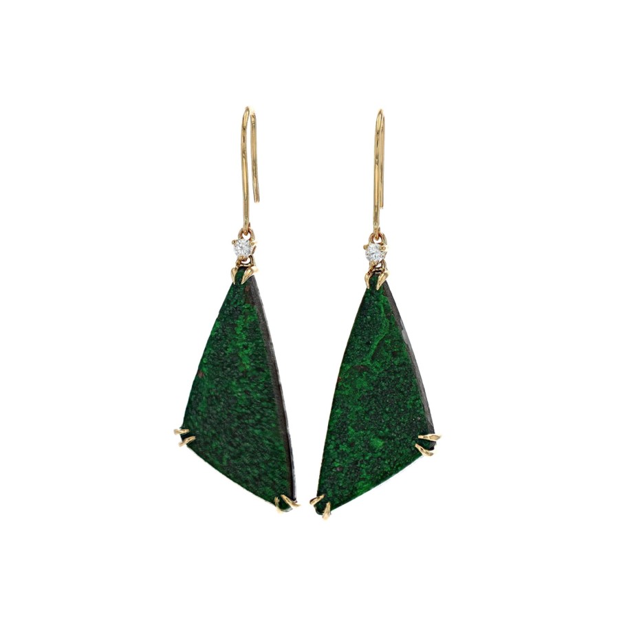 Jewelry Josephs Jewelers Home | 14K Yellow Gold Uvarovite And Diamond Earrings - Josephs Jewelers Green