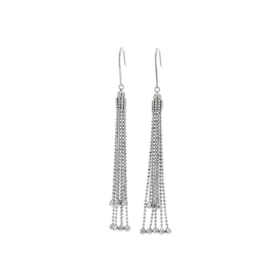 Jewelry Josephs Jewelers Home | 18K White Gold Tassel Drop Earrings - Josephs Jewelers