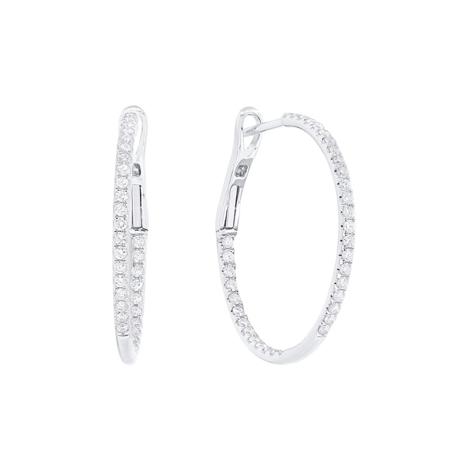 Jewelry Josephs Jewelers Home | 14K Gold 0.88 Carat Diamond Hoop Earrings - Josephs Jewelers White