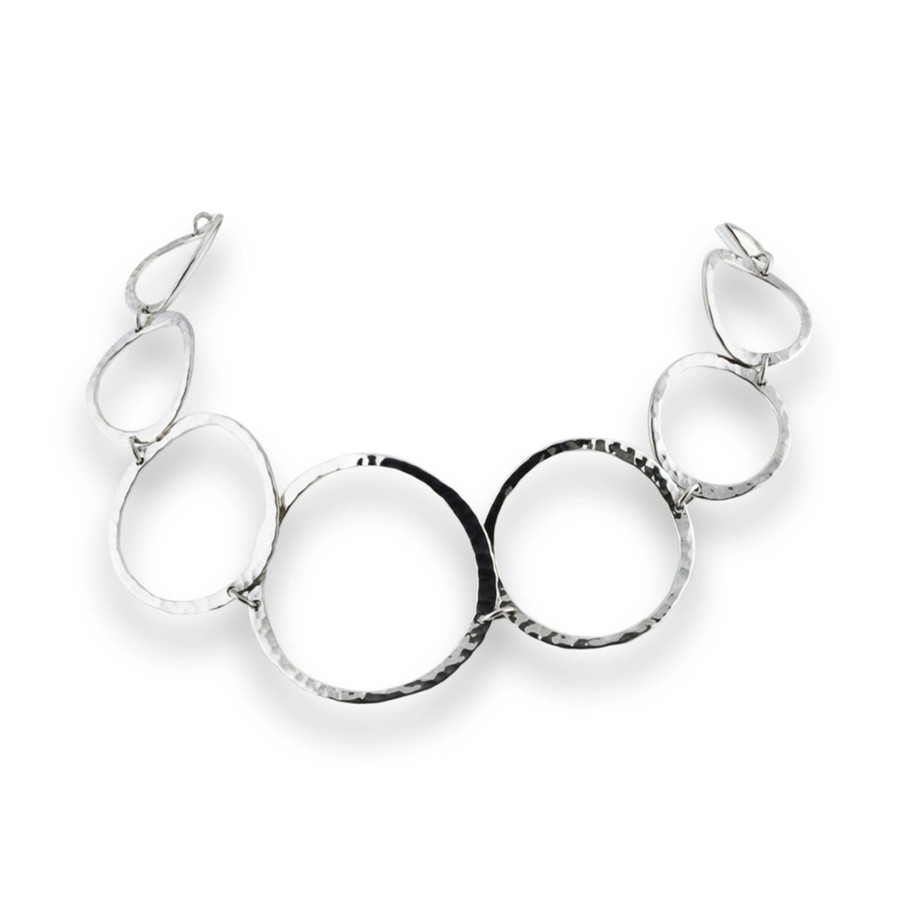 Jewelry Josephs Jewelers Home | Sterling Silver Ripple Circle Link Necklace