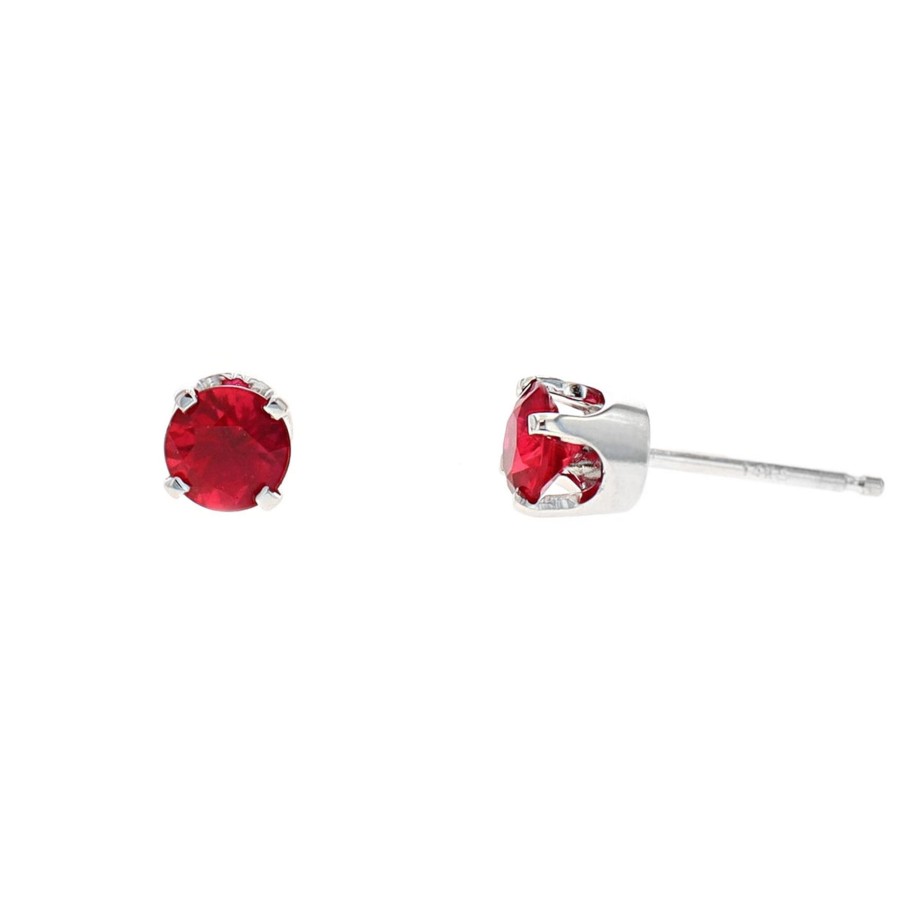 Jewelry Josephs Jewelers Home | 14K White Gold Ruby Earrings Red