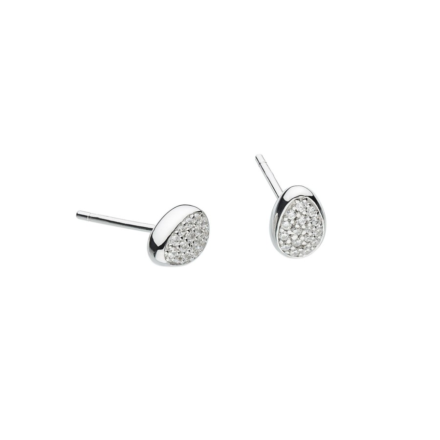 Jewelry Josephs Jewelers Home | Sterling Silver Coast Pebbles Cubic Zirconia Stud Earrings White