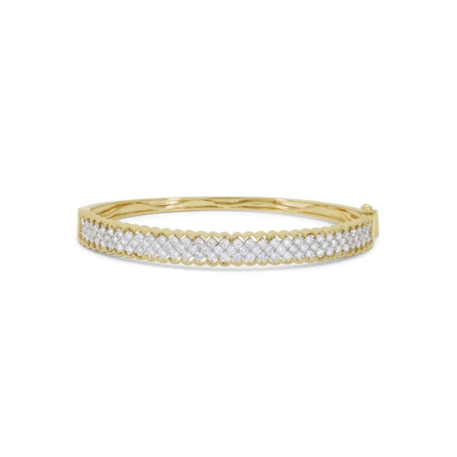 Jewelry Josephs Jewelers Home | 14K Two-Tone Diamond Milgrain Bangle Bracelet - Josephs Jewelers