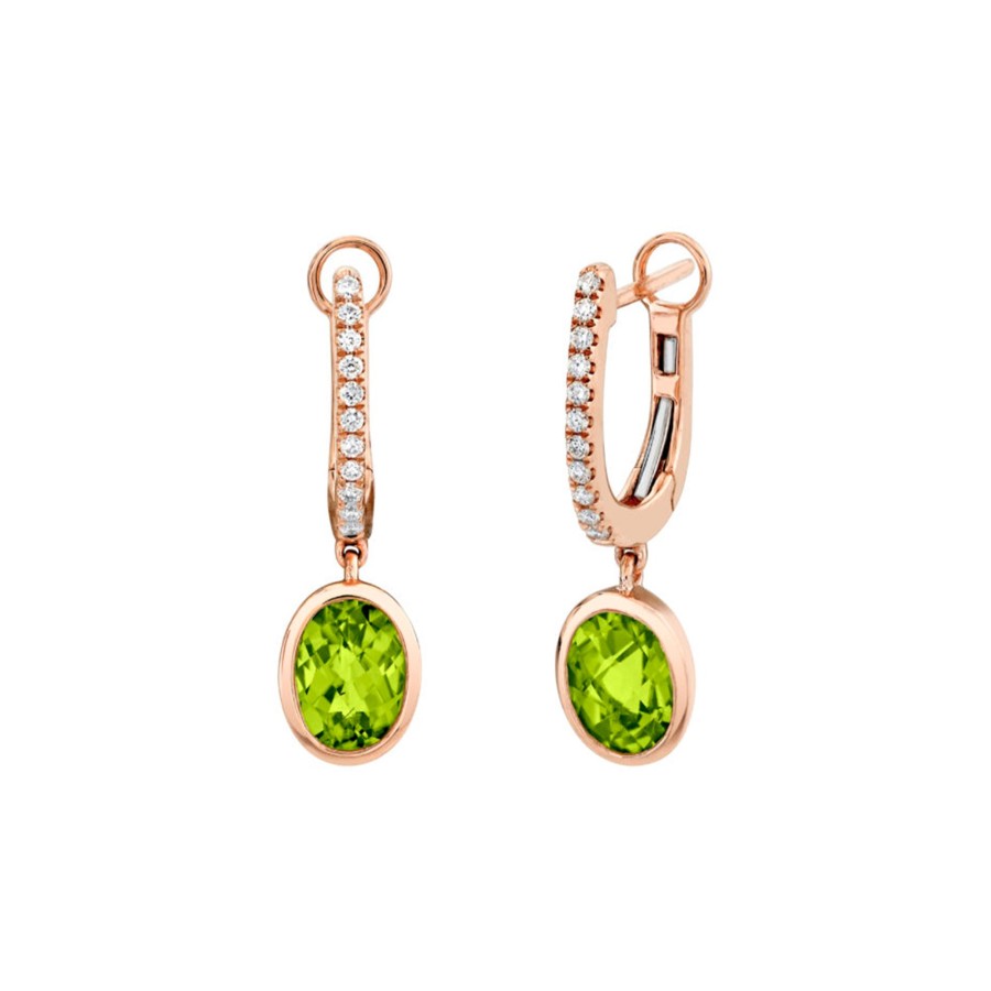 Jewelry Josephs Jewelers Home | 14K Rose Gold Peridot And Diamond Dangle Earrings - Josephs Jewelers Green