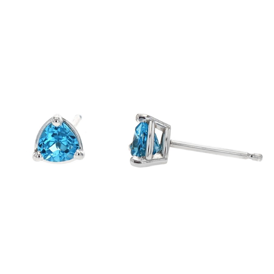 Jewelry Josephs Jewelers Home | 14K White Gold Trillion-Cut Topaz Earrings Blue