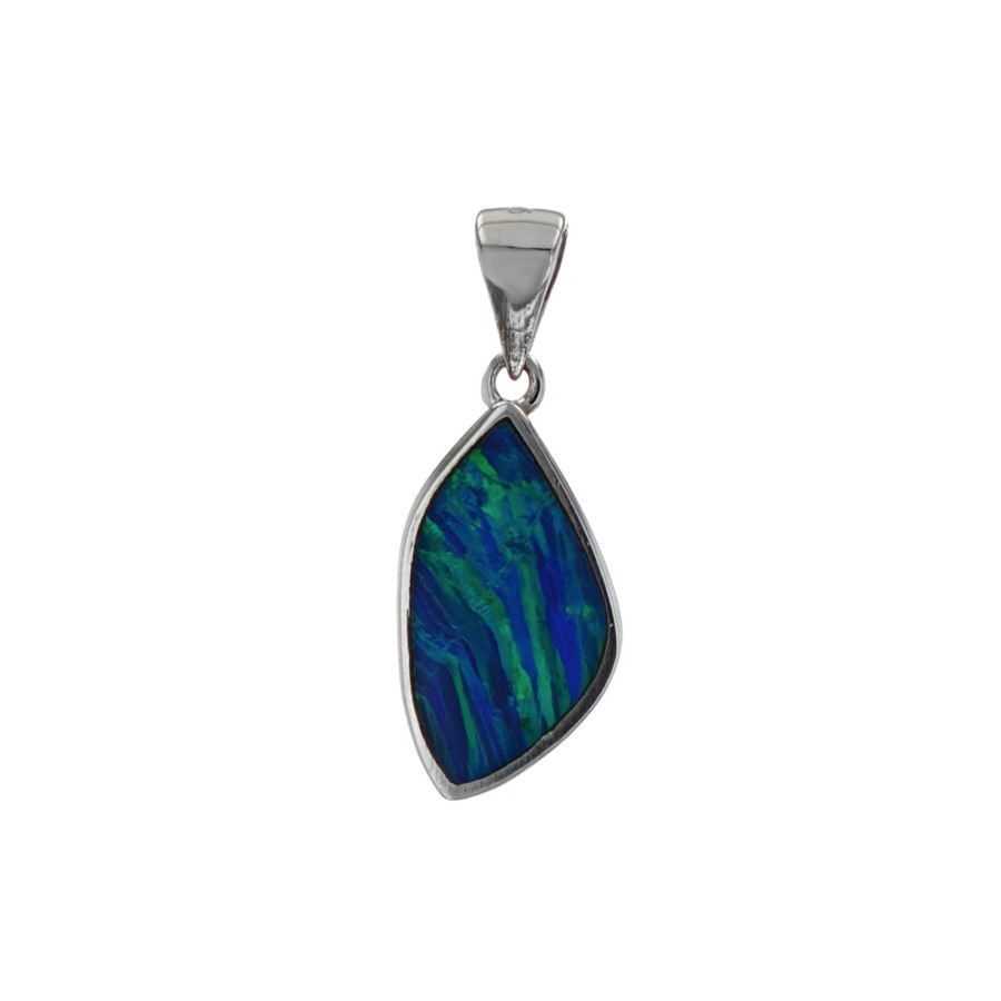 Jewelry Josephs Jewelers Home | Sterling Silver Freeform Created Opal Pendant - Josephs Jewelers Blue