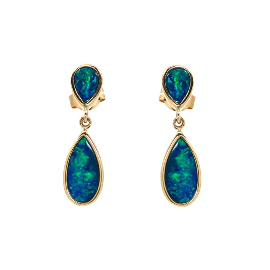 Jewelry Josephs Jewelers Home | Pear Shaped Opal Dangle Earrings Multi