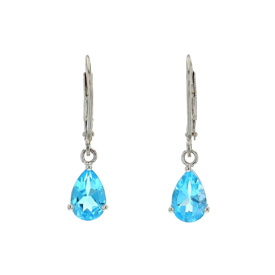 Jewelry Josephs Jewelers Home | Sterling Silver Pear Topaz Dangle Earrings Blue