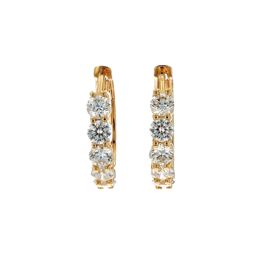 Jewelry Josephs Jewelers Home | 18K Yellow Gold Diamond Hoops - Josephs Jewelers White