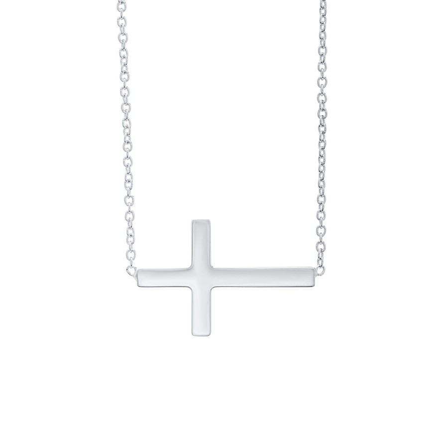 Jewelry Josephs Jewelers Home | Sterling Silver Sideway Cross Necklace