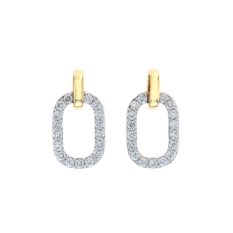 Jewelry Josephs Jewelers Home | 14K Two-Tone Diamond Dangle Earrings White