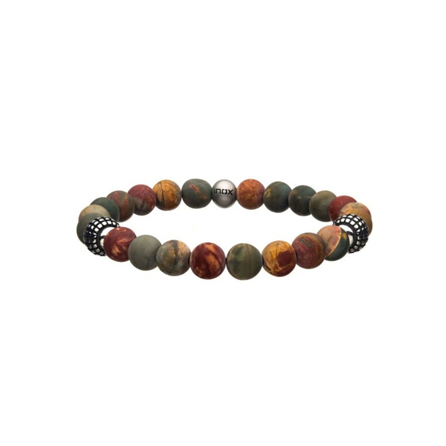 Jewelry Josephs Jewelers Home | Stainless Steel Piccaso Jasper Bracelet Red