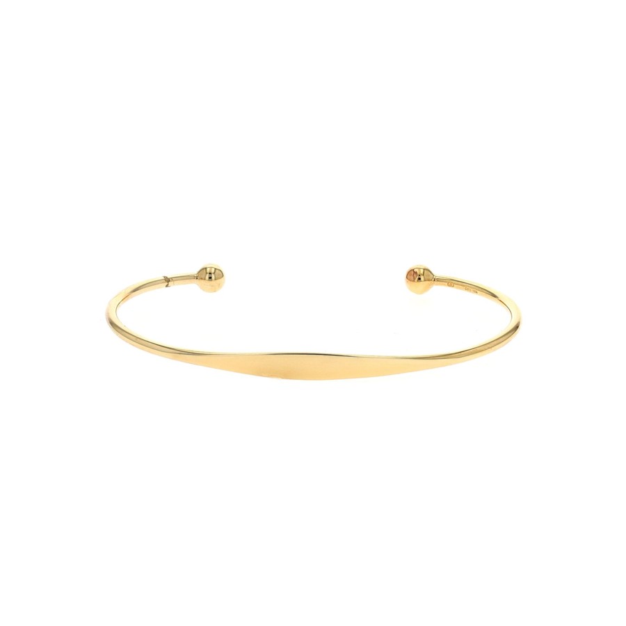 Jewelry Josephs Jewelers Home | 14K Yellow Gold Cuff Bangle Bracelet With Plate - Josephs Jewelers